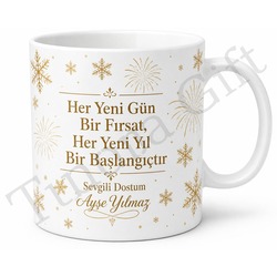 Yeni Yıl Hediyesi İsme Özel Baskılı Kupa Bardak Yılbaşı Hediyesi