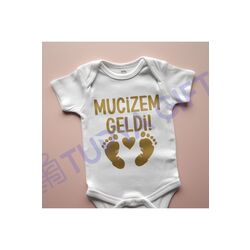 Kişiye Özel Bebek Zıbını - Mucizem Geldi Tasarımı