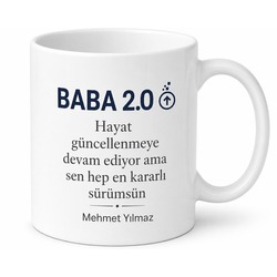 Baba 2.0 Yazılı Yenilenmiş Baba Kupa Bardak Babalar Günü Hediyesi