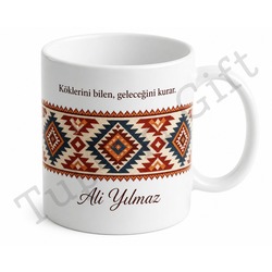 Etnik Desenli Baskılı Kupa Bardak Hediye Özel Tasarım Porselen Mug