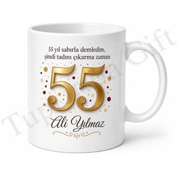 Emeklilik Ve Yaş Hediyesi 55 Yaş Doğum Günü Kupa Bardak Özel Tasarım
