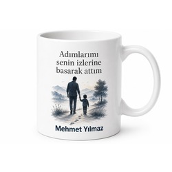 Babamın İzinde Yazılı Özel Kupa Bardak Babalar Günü Hediyesi