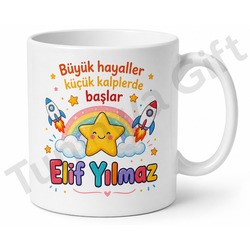Çocuklara Özel İsimli Baskılı Kupa Bardak Kişiye Özel Hediye