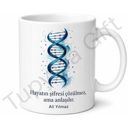 DNA Temalı Biyolog Hediyesi Özel Tasarım Baskılı Porselen Kupa Bardak
