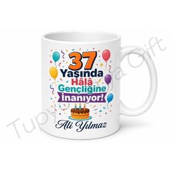 Eğlenceli Yazılı 37 Yaş Doğum Günü Hediyesi Kupa Bardak Komik Hediye