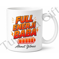 Full Enerji Baba Yazılı Esprili Kupa Bardak Babalar Günü Hediyesi