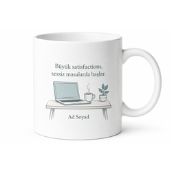 Kişiye Özel Evden Çalışma Temalı Baskılı Kupa Bardak Hediye