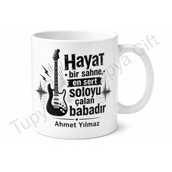Rock Baba Yazılı Müzik Temalı Kupa Bardak Babalar Günü Hediyesi