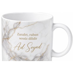 Mermer Desenli Altın Yaldızlı İsme Özel Kadın Hediyelik Kupa Bardak Hediye