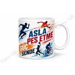 Spor Tutkunu İçin Motivasyon Yazılı Baskılı Kupa Bardak Hediye Sporcu Mug