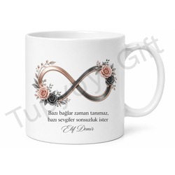 Sonsuzluk İşareti Temalı Baskılı Kupa Bardak Hediye Porselen Mug