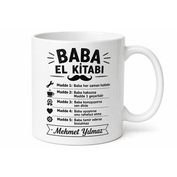 Baba El Kitabı Yazılı Komik Kupa Bardak Babalar Günü Hediyesi Esprili Baskılı