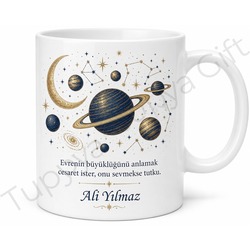 Astronomi Sever İçin Kişiye Özel Baskılı Kupa Bardak Hediye