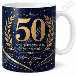 50 Yaş Doğum Günü Hediyesi Baskılı Kupa Bardak Özel Tasarım Hediye