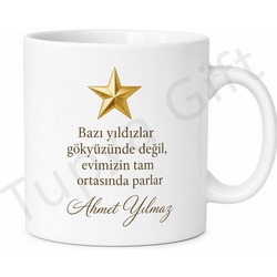 Yıldız Baba Yazılı Özel Tasarım Kupa Bardak Babalar Günü Hediyesi