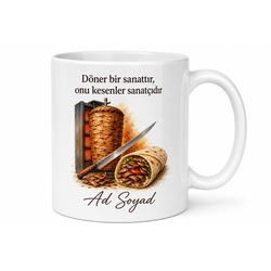 Dönerciye Hediye Usta İşi Lavaş Arası Yaprak Döner Kesenlere Özel Tasarım Kupa Bardak