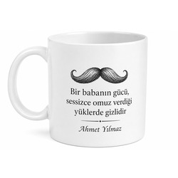 Mustache Dad Bıyık Temalı Kupa Bardak Babalar Günü Hediyesi Özel Tasarım