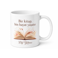 Kitap Sever İçin Mesajlı Hediyelik Baskılı Kupa Bardak Okuma Keyfi Hediyesi