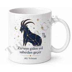 Oğlak Burcu Temalı Kişiye Özel Baskılı Kupa Bardak Astroloji Hediye