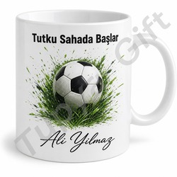 Futbol Sever İçin İsimli Baskılı Kupa Bardak Kişiye Özel Tasarım Hediye
