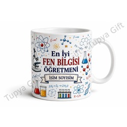 Fen Bilgisi Öğretmenine Hediye Kişiye Özel Baskılı Kupa Bardak Öğretmenler Günü