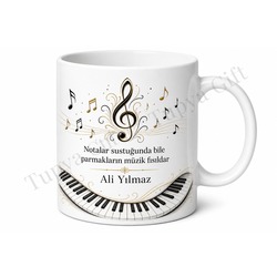 Piyanist Temalı Kişiye Özel Baskılı Kupa Bardak Piyano Hediye Mug