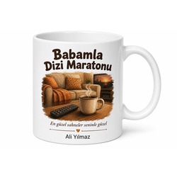 Babamla Dizi Maratonu Yazılı Kupa Bardak Babalar Günü Hediyesi