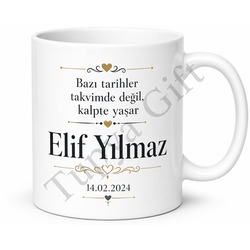Tarih ve İsim Yazılı Kişiye Özel Baskılı Kupa Bardak Hediye