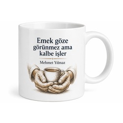 Baba Emeğine Saygı Yazılı Kupa Bardak Babalar Günü Hediyesi Porselen