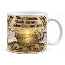 Emekliye Hediye İsme Özel Baskılı Kupa Bardak Emeklilik Hatırası