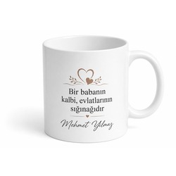 Hassas Kalpli Baba Yazılı Kupa Bardak Babalar Günü Hediyesi Özel Tasarım