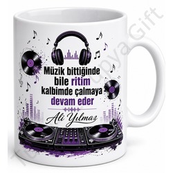 DJ Hediyesi Kişiye Özel Baskılı Kupa Bardak DJ Müzik Temalı Hediye