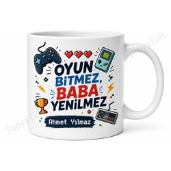 Oyuncu Baba Yazılı Eğlenceli Tasarım Kupa Bardak Babalar Günü Hediye