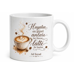 Latte Severlere Özel Tasarım Baskılı Porselen Kupa Bardak Kahve Hediye
