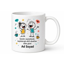 Kişiye Özel İsimli Kafa Dengi Arkadaşım Tasarımlı Esprili Kupa Bardak Hediye