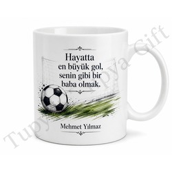Baba ve Futbol Temalı Kupa Bardak Babalar Günü Özel Hediyesi Porselen