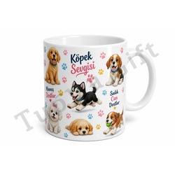 Köpekli Tasarım Baskılı Kupa Bardak Hayvan Severler İçin Hediye Porselen Mug
