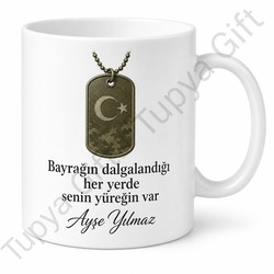 Asker Annesine Hediye İsimli Baskılı Kupa Bardak Asker Annesi Hediyesi