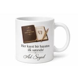 Nüfus Memuruna Hediye Yeni Doğan Kaydı Aile Kütüğü Evrak İşi Baskılı Kupa Bardak
