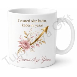 Kadın Girişimciye Hediye Kişiye Özel Baskılı Kupa Bardak İsimli Hediye