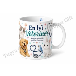 Veterinere Hediye Hayvan Temalı Kişiye Özel Baskılı Kupa Bardak