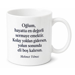 Baba Nasihatı Yazılı Kupa Bardak Babalar Günü Özel Hediye Porselen