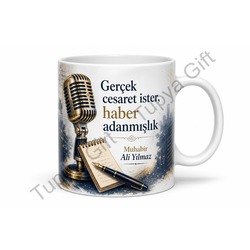 Muhabire Hediye İsimli Baskılı Kupa Bardak Gazeteci Muhabir Hediyesi