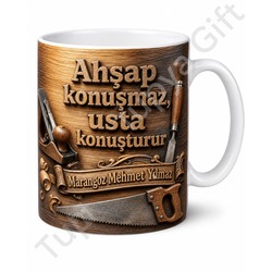 Marangoza Hediye İsme Özel Baskılı Kupa Bardak Marangoz Ustaya Hediye