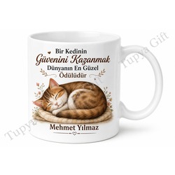 Kedi Sever Baba Yazılı Hayvan Temalı Kupa Bardak Babalar Günü Hediye