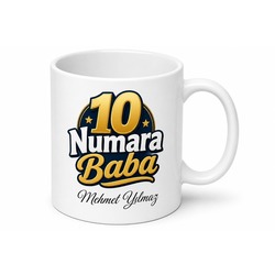 10 Numara Baba Yazılı Eğlenceli Kupa Bardak Babalar Günü Hediyesi