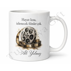 Film Sever İçin Kişiye Özel Baskılı Kupa Bardak Sinema Hediye