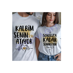 Sevgililere Özel Romantik Tişört Çift Kombini