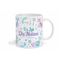 Diş Hekimine Hediye Kişiye Özel Baskılı Kupa Bardak Diş Doktoru Hediyesi