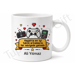 Level Up Baba Yazılı Oyun Temalı Kupa Bardak Babalar Günü Hediye